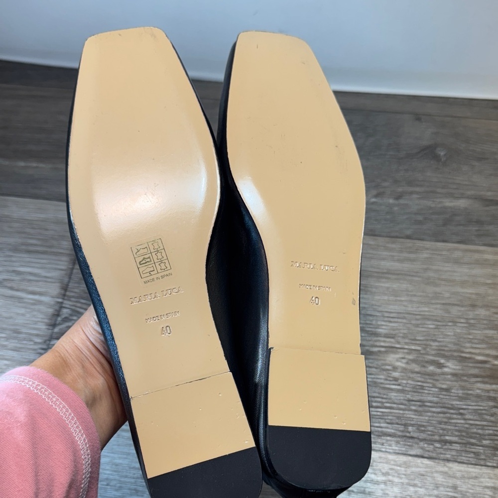 Maria luca Black Square Toe Flats woman’s size 40 (j64) - Picture 5 of 7